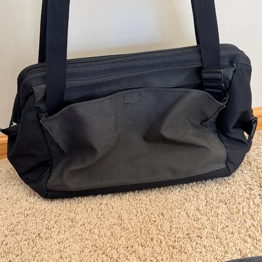Vintage Lands End Charcoal Black Diaper Bag Wide-mouth Medium Duffle